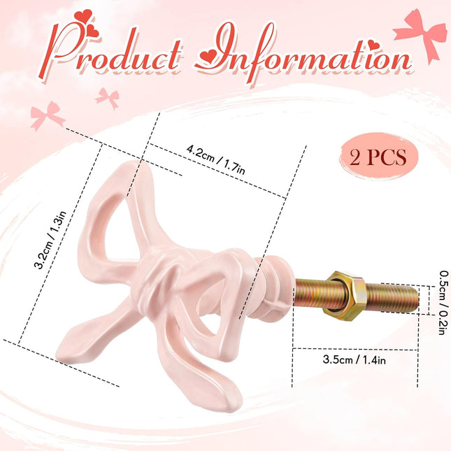 Kastdeurgreep - 2 pieces - Pink - Pink ribbon - Pink ribbon drawer knob - Dresser knob - Decorative handle - Vintage - Suitable for home - Bedroom - Hardware cabinet - Kitchen - Glass door - Wardrobe.