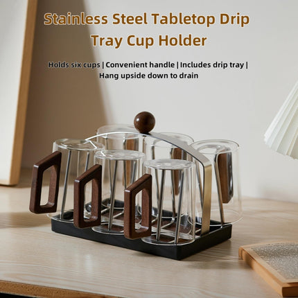 Stainless steel holder - sturdy and dries quickly - removable drip tray - suitable for coffee cups/glasses/mugs - ideal for the kitchen/dining table/café..