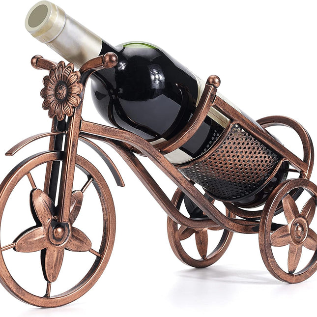 Floating wine rack - Wine rack with stainless steel chain - Metal table wine rack - Silver freestanding table wine rack.