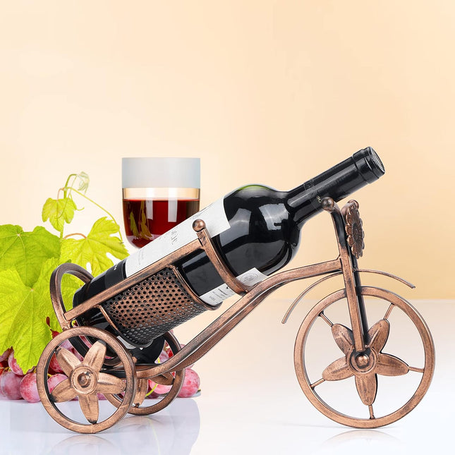 Floating wine rack - Wine rack with stainless steel chain - Metal table wine rack - Silver freestanding table wine rack.
