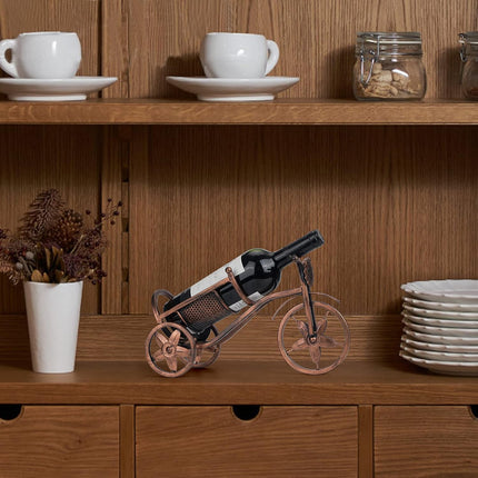 Floating wine rack - Wine rack with stainless steel chain - Metal table wine rack - Silver freestanding table wine rack.