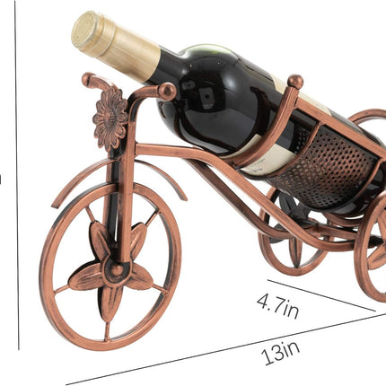 Desk wine rack - Bicycle-shaped wine rack for one bottle - Freestanding table wine rack and bottle holder - Wine gifts, home and bar decorations, and crafts.