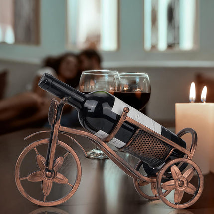 Desk wine rack - Bicycle-shaped wine rack for one bottle - Freestanding table wine rack and bottle holder - Wine gifts, home and bar decorations, and crafts.