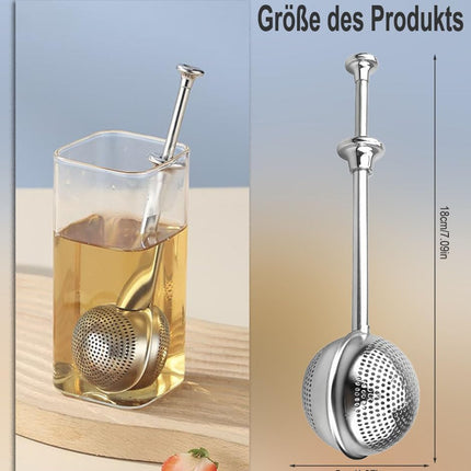 Set of 2 separate tea filters - Tea filter with telescopic handle - Tea strainer made of 304 stainless steel - Flour sieve made of stainless steel - Powder dispenser - Suitable for sugar, flour, spices and cocoa powder (B).