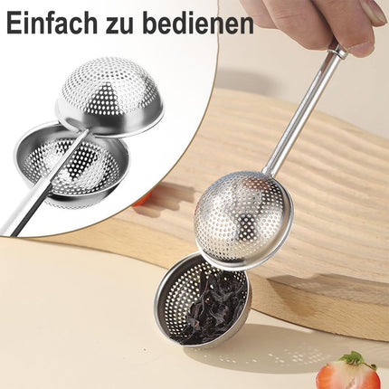 Set of 2 separate tea filters - Tea filter with telescopic handle - Tea strainer made of 304 stainless steel - Flour sieve made of stainless steel - Powder dispenser - Suitable for sugar, flour, spices and cocoa powder (B).