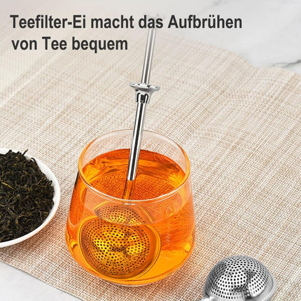 Set of 2 separate tea filters - Tea filter with telescopic handle - Tea strainer made of 304 stainless steel - Flour sieve made of stainless steel - Powder dispenser - Suitable for sugar, flour, spices and cocoa powder (B).