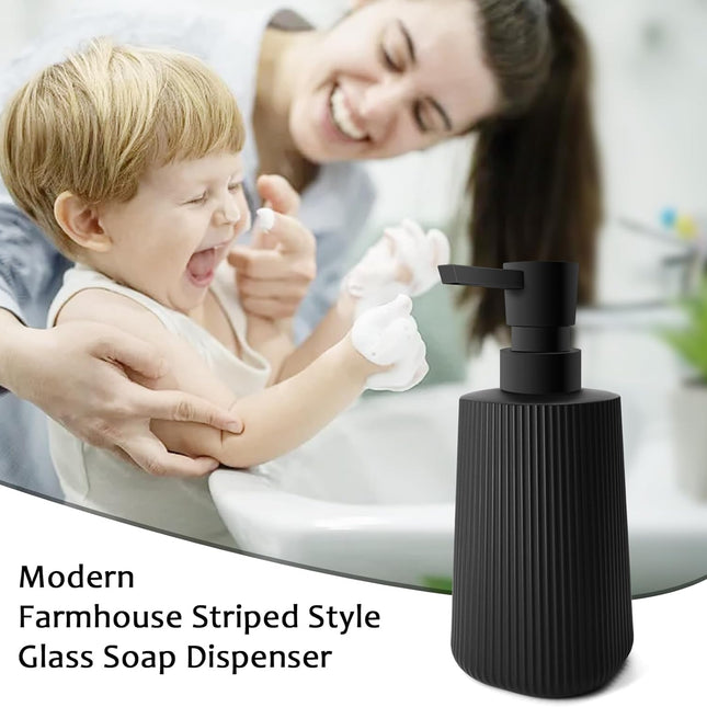 Soap Dispenser - Black Soap Dispenser for Detergent - Kitchen Soap Dispenser - With Press Dispenser - Suitable for Countertops - Bathroom and Kitchen (2 pieces - Black).