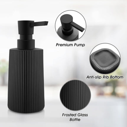 Soap Dispenser - Black Soap Dispenser for Detergent - Kitchen Soap Dispenser - With Press Dispenser - Suitable for Countertops - Bathroom and Kitchen (2 pieces - Black).