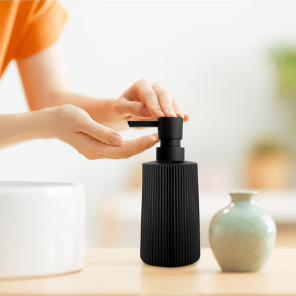 Soap Dispenser - Black Soap Dispenser for Detergent - Kitchen Soap Dispenser - With Press Dispenser - Suitable for Countertops - Bathroom and Kitchen (2 pieces - Black).