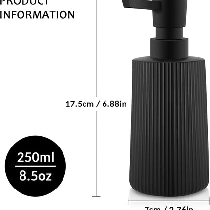 Soap Dispenser - Black Soap Dispenser for Detergent - Kitchen Soap Dispenser - With Press Dispenser - Suitable for Countertops - Bathroom and Kitchen (2 pieces - Black).