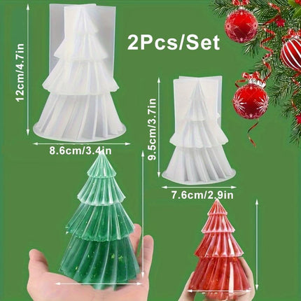 Set of two silicone Christmas tree candle molds - Christmas candle mold - DIY 3D silicone mold - silicone casting mold - suitable for making candles - making handmade soap - DIY crafts - Christmas decoration.