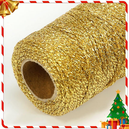 Henneptouw - Golden henneptouw - 100m gold Christmas ribbon - For gift wrapping - Christmas decoration - Party decoration - DIY - Sewing supplies.