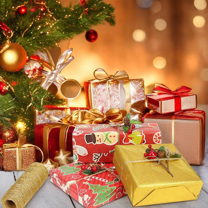 Henneptouw - Golden henneptouw - 100m gold Christmas ribbon - For gift wrapping - Christmas decoration - Party decoration - DIY - Sewing supplies.