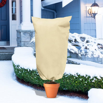 Winter protection shoes for potted plants against frost (2 sets) - 80x120 cm - Winter tent for plants with zip - Suitable for olive trees, palm trees, etc. - Tear-resistant, breathable, washable, UV-resistant - Beige.