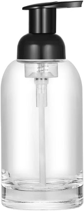 Hand soap bottle - Foam soap dispenser - Glass - Pump type - 375 ml dispenser - Clear bottle with black pump - For hand soap and body soap - 2-pack.
