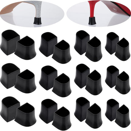 Heel protectors - U-shaped - 4 sizes - Black - 12 pairs - Non-slip - Sound-dampening - Heel protection - Heel protectors - Suitable for stilettos.