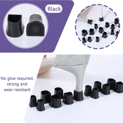 Heel protectors - U-shaped - 4 sizes - Black - 12 pairs - Non-slip - Sound-dampening - Heel protection - Heel protectors - Suitable for stilettos.