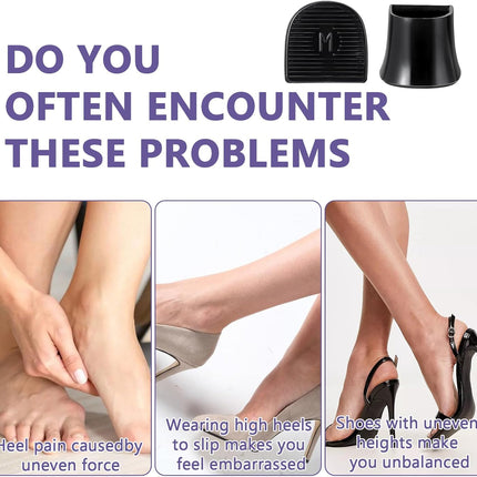 Heel protectors - U-shaped - 4 sizes - Black - 12 pairs - Non-slip - Sound-dampening - Heel protection - Heel protectors - Suitable for stilettos.