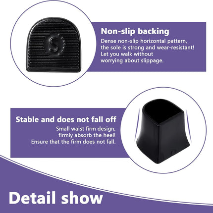Heel protectors - U-shaped - 4 sizes - Black - 12 pairs - Non-slip - Sound-dampening - Heel protection - Heel protectors - Suitable for stilettos.