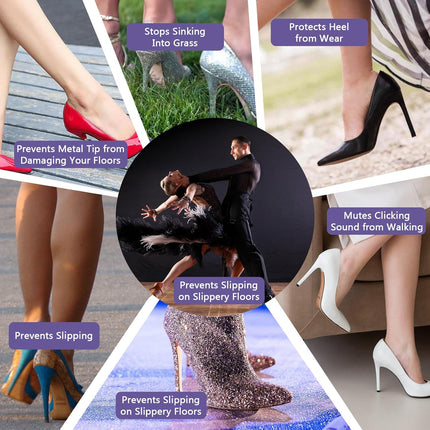 Heel protectors - U-shaped - 4 sizes - Black - 12 pairs - Non-slip - Sound-dampening - Heel protection - Heel protectors - Suitable for stilettos.