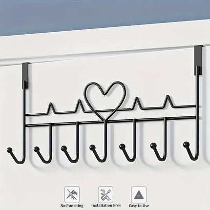 Overdoor Hooks - No-Drill Clothes and Hat Hangers - Door Hooks - Can hang jackets, towels, bags, bathrobes, etc. (2-pack - Black).