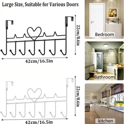 Overdoor Hooks - No-Drill Clothes and Hat Hangers - Door Hooks - Can hang jackets, towels, bags, bathrobes, etc. (2-pack - Black).