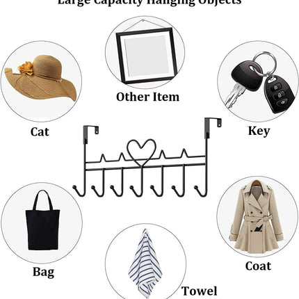 Overdoor Hooks - No-Drill Clothes and Hat Hangers - Door Hooks - Can hang jackets, towels, bags, bathrobes, etc. (2-pack - Black).