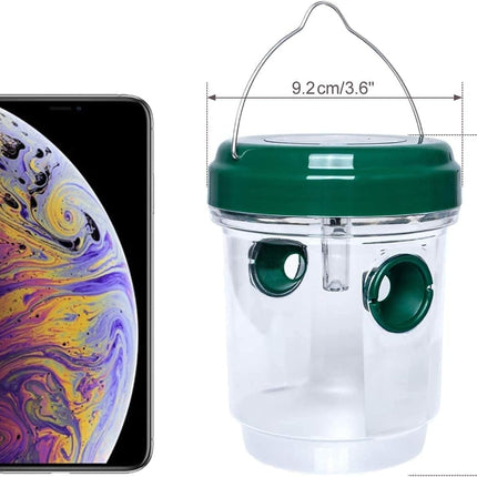 2-pack solar-powered wasp traps - Hanging wasp traps for outdoors - Suitable for wasps, hornets, bumblebees, etc. outdoors - With UV-LED light.