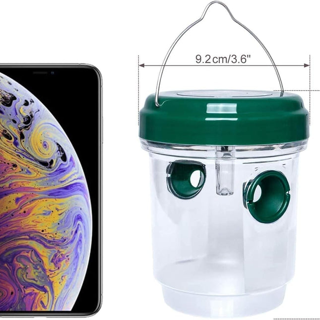 2-pack solar-powered wasp traps - Hanging wasp traps for outdoors - Suitable for wasps, hornets, bumblebees, etc. outdoors - With UV-LED light.