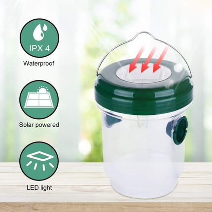 2-pack solar-powered wasp traps - Hanging wasp traps for outdoors - Suitable for wasps, hornets, bumblebees, etc. outdoors - With UV-LED light.