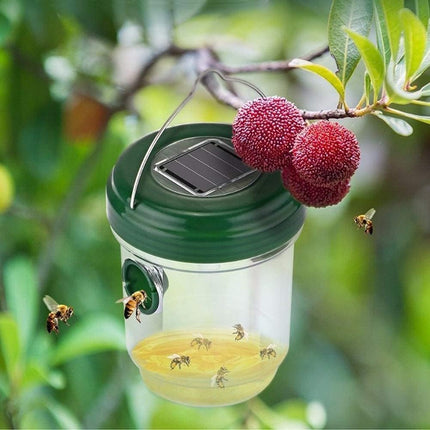 2-pack solar-powered wasp traps - Hanging wasp traps for outdoors - Suitable for wasps, hornets, bumblebees, etc. outdoors - With UV-LED light.