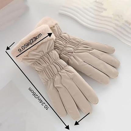 Warm winter gloves for women - windproof and snowproof gloves - thickened and fleece-lined gloves - gloves with wrist protection - suitable for skiing, cycling, running and working..