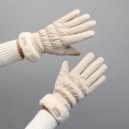 Warm winter gloves for women - windproof and snowproof gloves - thickened and fleece-lined gloves - gloves with wrist protection - suitable for skiing, cycling, running and working..