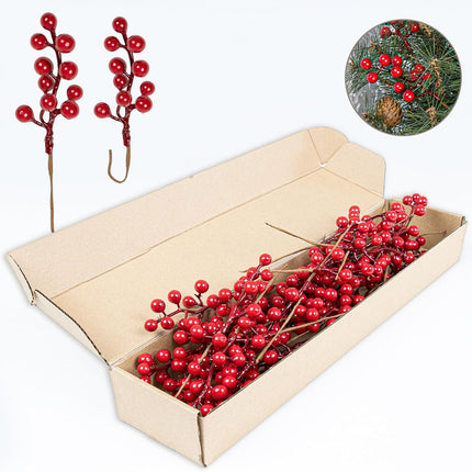 Christmas Tree Decoration - 32-pack - Artificial Red Berry Stems - 16.5 cm - Christmas Berries - Suitable for Christmas, Winter, Holiday, DIY, Decorations.