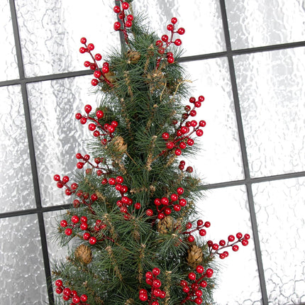 Christmas Tree Decoration - 32-pack - Artificial Red Berry Stems - 16.5 cm - Christmas Berries - Suitable for Christmas, Winter, Holiday, DIY, Decorations.