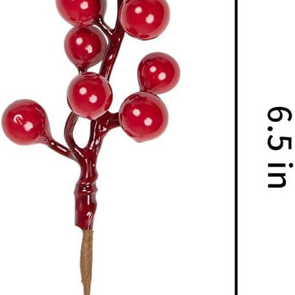 Christmas Tree Decoration - 32-pack - Artificial Red Berry Stems - 16.5 cm - Christmas Berries - Suitable for Christmas, Winter, Holiday, DIY, Decorations.