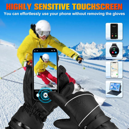 Gloves - Warm winter gloves - Rechargeable heated gloves - 3 heating settings, 360° heating - Touchscreen, waterproof/windproof - Winter ski/cycling/hiking gloves (unisex).