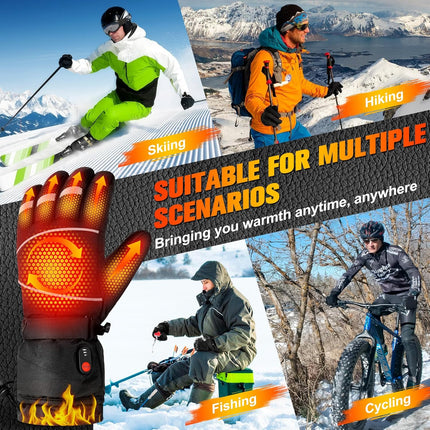 Gloves - Warm winter gloves - Rechargeable heated gloves - 3 heating settings, 360° heating - Touchscreen, waterproof/windproof - Winter ski/cycling/hiking gloves (unisex).