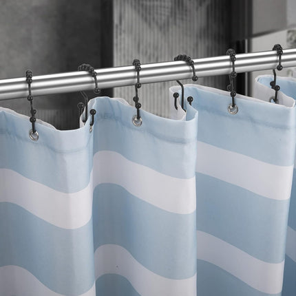 Matzwarte shower curtain hooks (12-pack) - Double hooks made of stainless steel - Hooks with smooth rolling action - Suitable for shower curtains up to 3.3 cm thick - Suitable for shower curtains and waterproof liners. (black).