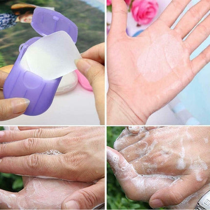 Soap sheets - Portable travel soap sheets - 5 boxes - Total 100 pieces - Random colours in boxes - Disposable hand wash paper - Suitable for family trips, camping, hiking, outdoor activities - Easy to clean mini soap paper.