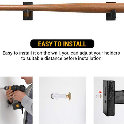 Display standard - Black - Baseball bat display standard - Baseball bat holder - Wall mounting - Horizontal baseball bat standard - Baseball bat holder - 2 pieces - Black.