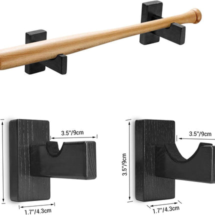 Display standard - Black - Baseball bat display standard - Baseball bat holder - Wall mounting - Horizontal baseball bat standard - Baseball bat holder - 2 pieces - Black.