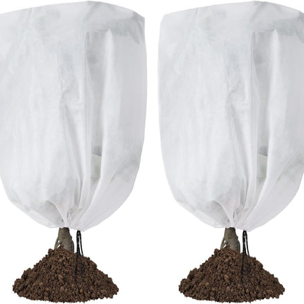 Plant frost protection - cold cover - plant cover - with drawstring and zip - 2-pack - 120 * 180 cm - white - for outdoor plants - shrub pots - plants - winter.