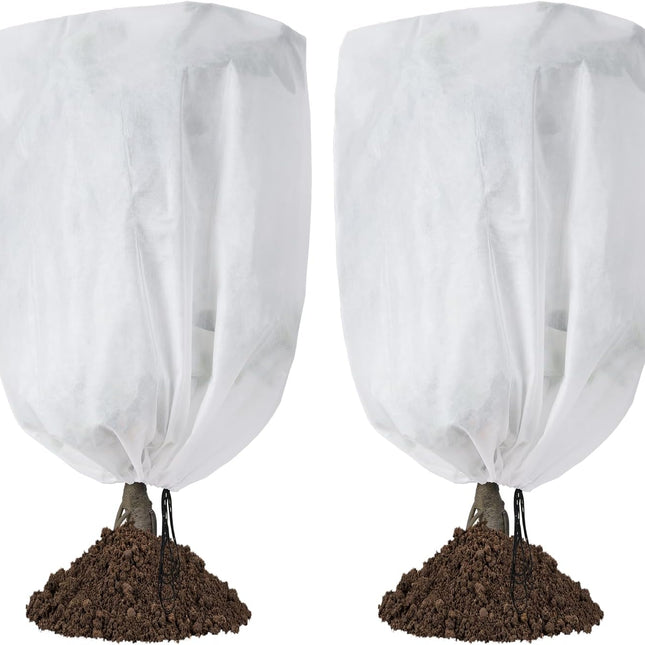 Plant frost protection - cold cover - plant cover - with drawstring and zip - 2-pack - 120 * 180 cm - white - for outdoor plants - shrub pots - plants - winter.