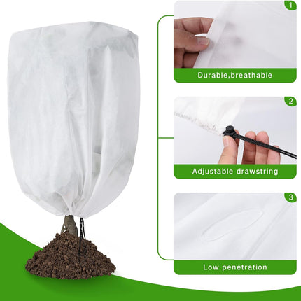 Plant frost protection - cold cover - plant cover - with drawstring and zip - 2-pack - 120 * 180 cm - white - for outdoor plants - shrub pots - plants - winter.