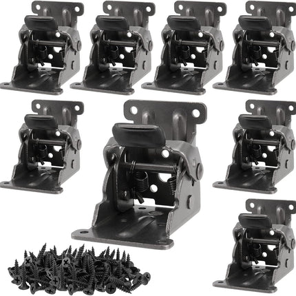 Table hinge - Folding hinge - 0-90 degree foldable - 8-pack - Lockable hinge - Lockable extension support bracket - with 64 screws, black.
