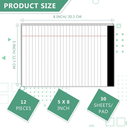 Notebooks - Notebooks - 5×8 inch - Notepads - 6-pack - for work, study, daily notes, checklists, lined writing pads, memos, office, home, school - 30 sheets/pack.