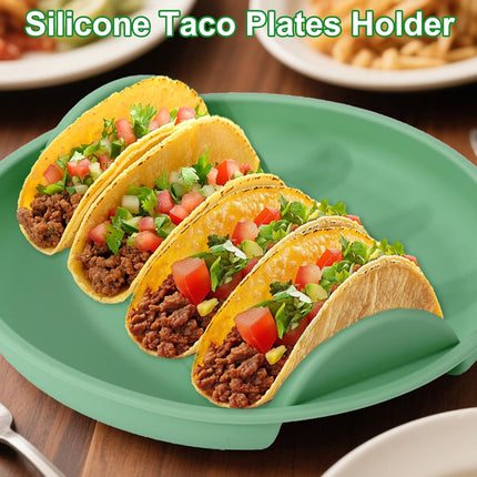 Silicone taco trays - 3-pack - with dividers - Eco-friendly - Reusable - Taco plates - Taco holders - Hard/soft taco shell holder - Taco party tray - Dishwasher and microwave safe.