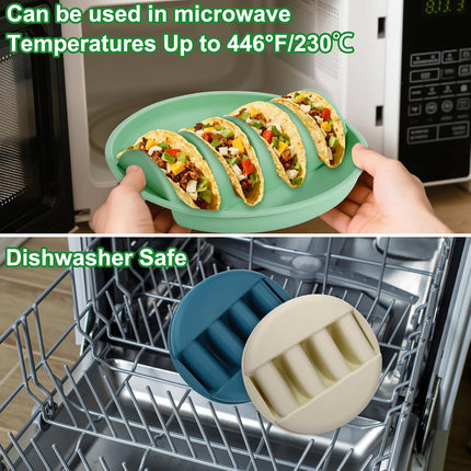 Silicone taco trays - 3-pack - with dividers - Eco-friendly - Reusable - Taco plates - Taco holders - Hard/soft taco shell holder - Taco party tray - Dishwasher and microwave safe.