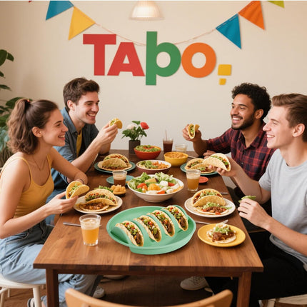 Silicone taco trays - 3-pack - with dividers - Eco-friendly - Reusable - Taco plates - Taco holders - Hard/soft taco shell holder - Taco party tray - Dishwasher and microwave safe.